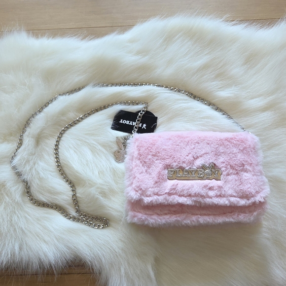 NWT Playboy Pink Faux Fur Crossbody - Picture 4 of 8